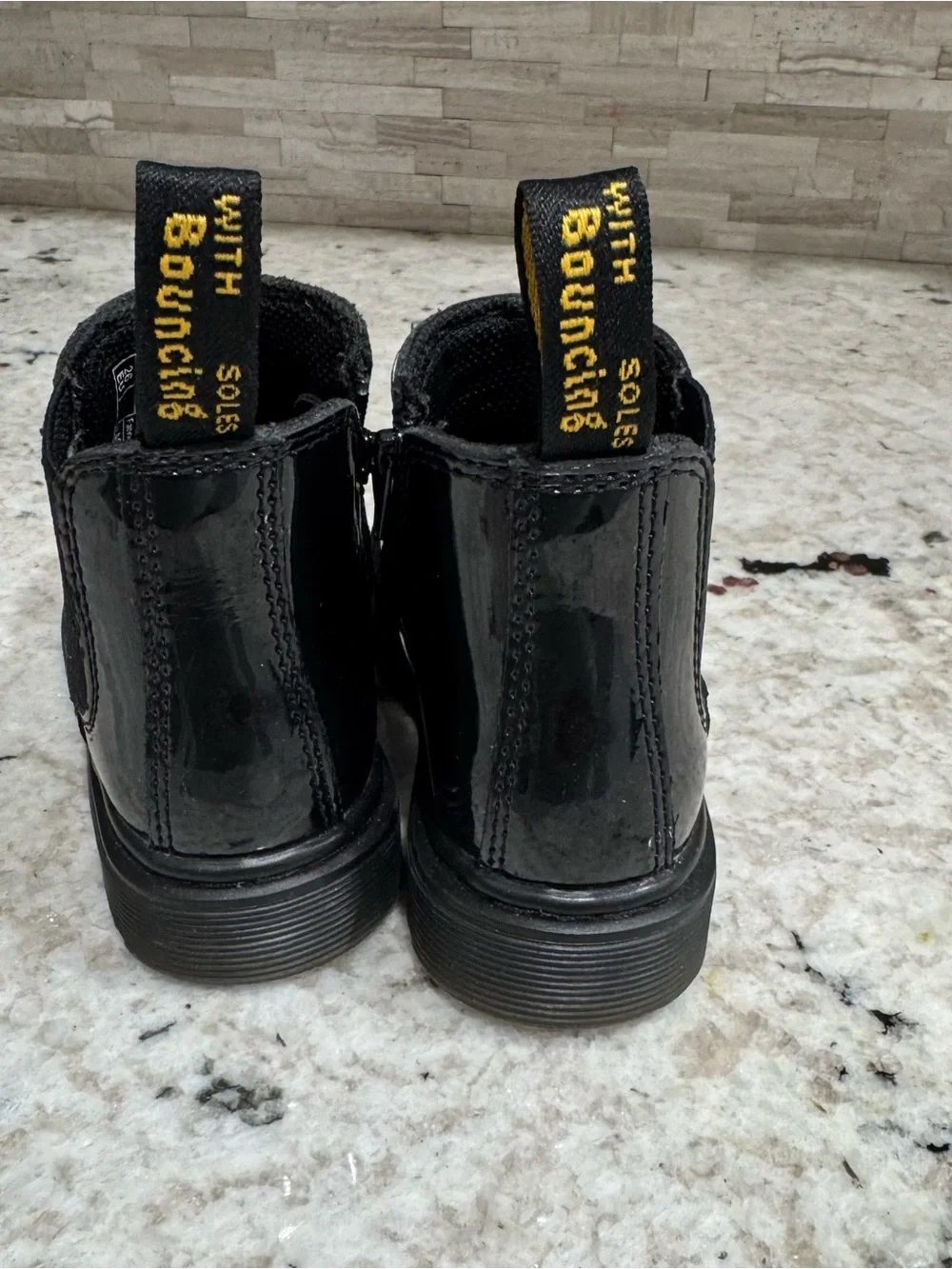 Dr. Martens Kids Black Patent Chelsea Boots with Pull Tabs